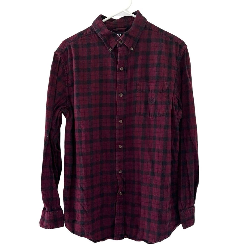 Chaps Performance Flannel Button‎ Down Shirt Mens M Long Sleeve Plaid Red
